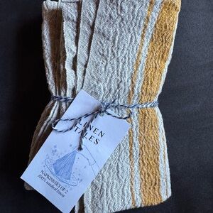 mustard strip vintage linen napkins